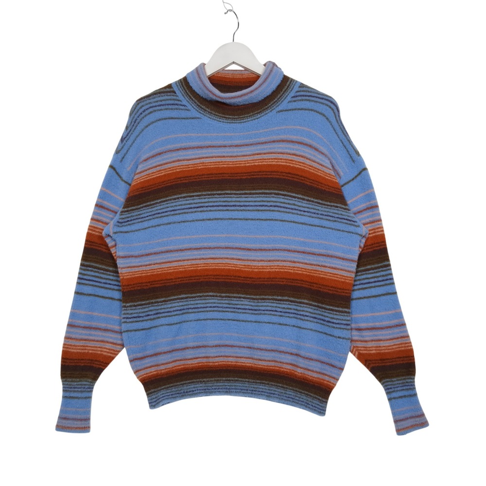 Wilfred Free Aritzia Mcy Striped Mock Neck Sweater Blue Orange 2XS 101607